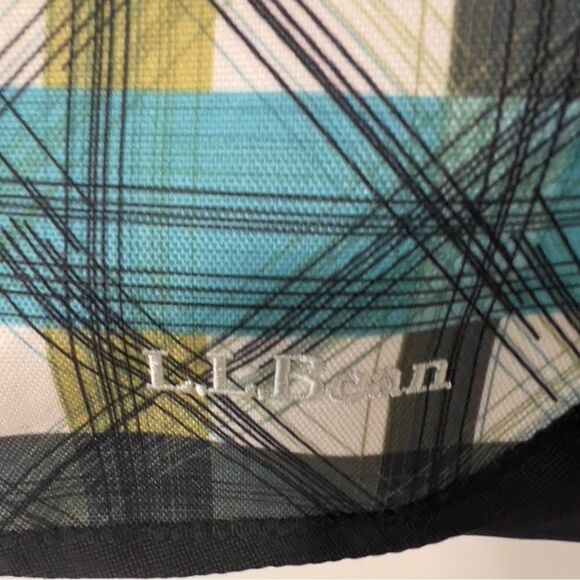 L.L. Bean Laptop Messenger Crossbody Shoulder Flap Black Turquoise Weekender Bag - Picture 3 of 13